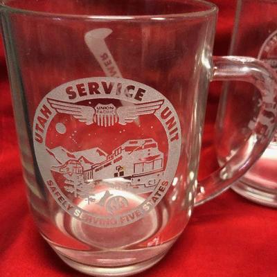 Lot 63 Union Pacific Service Glass Mugs - 4 