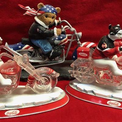 Lot 77 COCA-COLA Motorcycle Bears and Teddy Bear thing