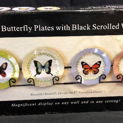 Set of 4 Butterfly plates with Wall hanger