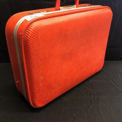 LOT  95 Vintage Red Vinyl Suit Case 