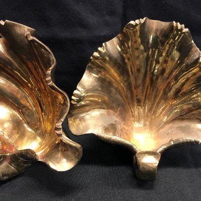 Lot 98 Solid Brass Clam Shell Bookends 