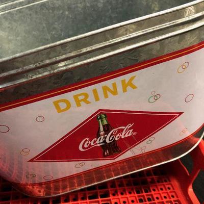 Coca-Cola plastic Crate and Drink Tin