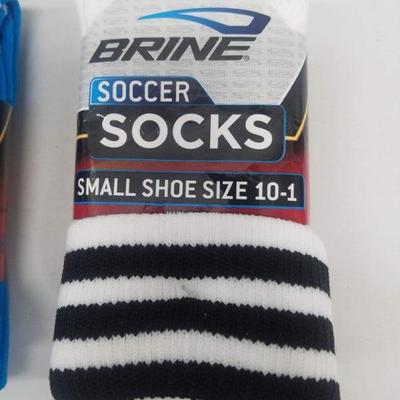 Kids Soccer Socks. Turquoise & White, Small & Medium, 4 pair - New