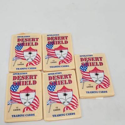 5 Packs 12 Trading Cards, Operation Desert Shield - New