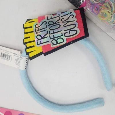 Kids Hair Accessories: Headbands, Rubberbands, Clips, 2 Bags - New