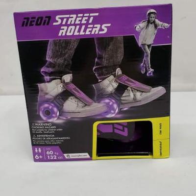 Purple Neon Street Rollers, 6+, 132 lbs Max - New