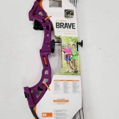 Bear Archery Brave Purple Bow Set: Compound Bow, 2 Arrows, Armguard & More - New