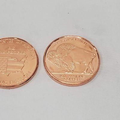 2- 1 oz .999 Fine Copper, Preston Mint, Buffalo & We the People - New