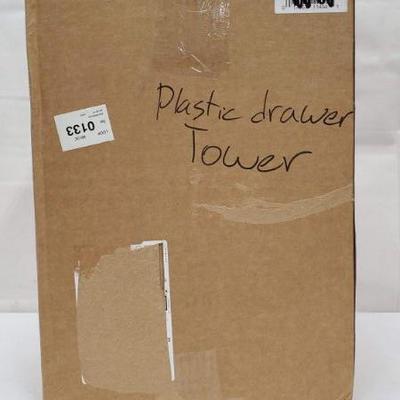 Plastic Drawer Tower, Black/Clear - New