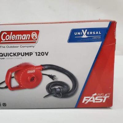 Coleman Quickpump 120V, Universal Airbed Pump, Inflate Fast  - New