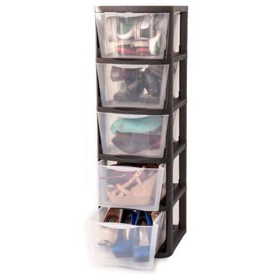 Plastic Drawer Tower, Black/Clear - New