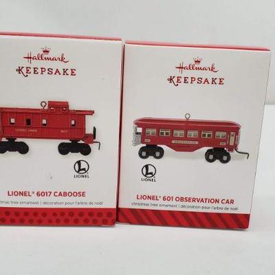 2 Red Train Hallmark Keepsake Ornaments, 2013/2014 - New