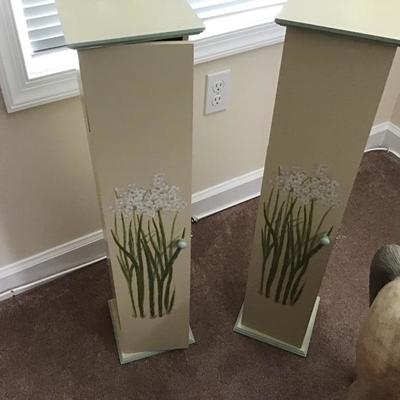 Set of Two Wooden Floral 5 Shelf Mini Cabinets-Pick Up Only