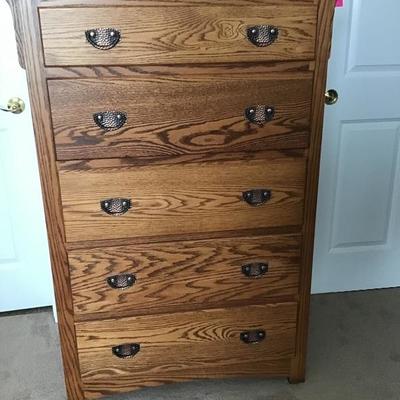 Solid Wood 5 Drawer Highboy Dresser-Pick Up Only