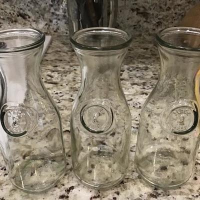 Three Small Glass Carafes