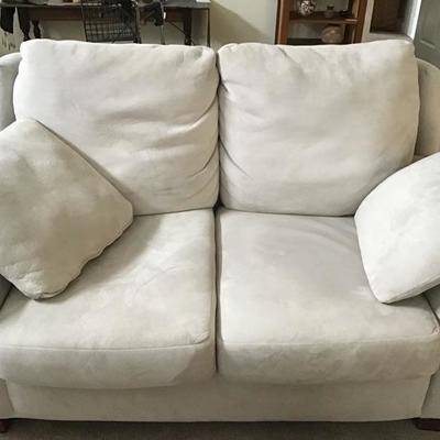 Beautiful Ivory Microsuede Loveseat Sofa-Pick Up Only
