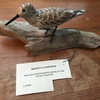 A John and Patty Waterfield Brown Sandpiper Carving