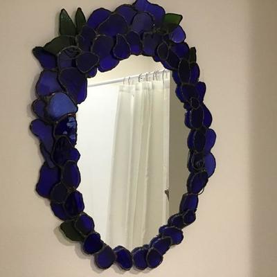 Blue Stained Glass Mirror