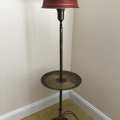 Antique Red Tin Pedestal Lamp-Pick Up Only