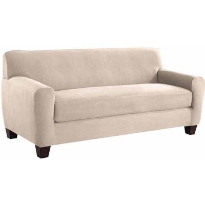Ivory Micro Suede 2 PC Loveseat Cover - New