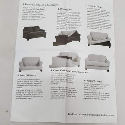 Ivory Micro Suede 2 PC Loveseat Cover - New