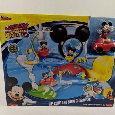 Fisher Price Mickey The Roadster Racers Toy, Zip, Slide and Zoom Clubhouse - New