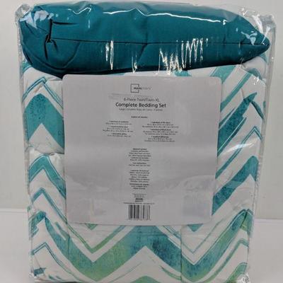 Mainstays Complete Bedding Set Twin/Twin XL Teal Yellow- New