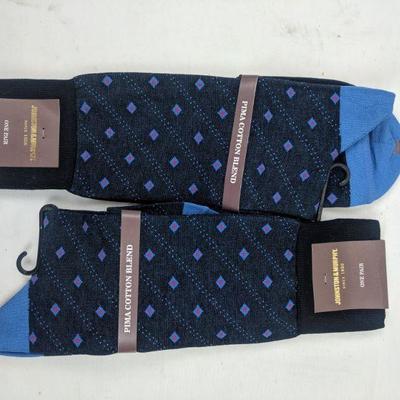 Johnston Murphy Cotton Dress Socks Navy/Blue 2 Pack - New