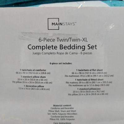 Mainstays Complete Bedding Set Twin/Twin XL Teal Yellow- New