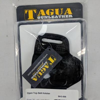 Tagua Black Leather Open Top Belt Holster - New