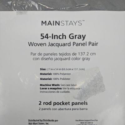Mainstays 54- Inch Gray Jacquard Panel Pair - New