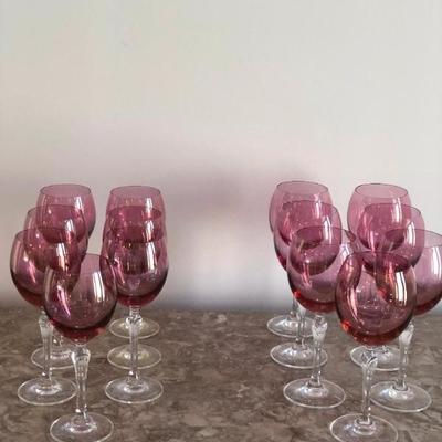 12 Rose Wine stemware Glasses 