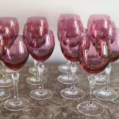 12 Rose Wine stemware Glasses 