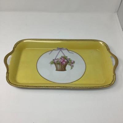 012:  Antique Phone With Yellow and Blue Porcelain Tray
