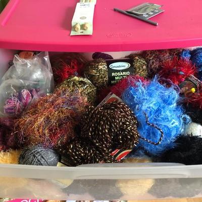 091: One large Rolling Drawer Bin and Other Full of Yarn