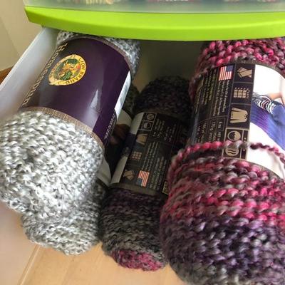 091: One large Rolling Drawer Bin and Other Full of Yarn