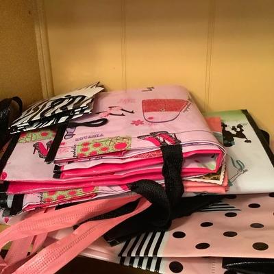 215:  Whimsical Cloth Bags, Vintage Storage Tote, Bike Pillow and Box 