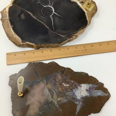 026: Two Petrified Wood Raw Mineral Pen Holders
