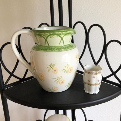 117:  Corner Kitchen Shelf With Pottery Decor