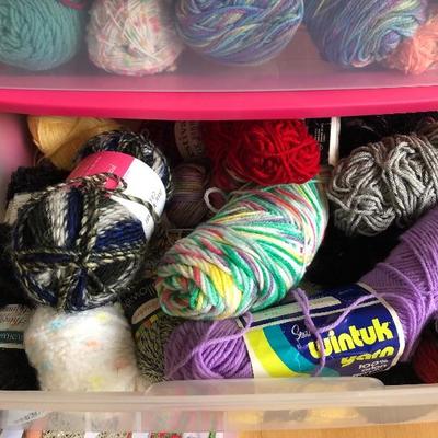 091: One large Rolling Drawer Bin and Other Full of Yarn