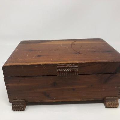 081:  Vintage Wood Jewel Box and Whimsey Jewelry