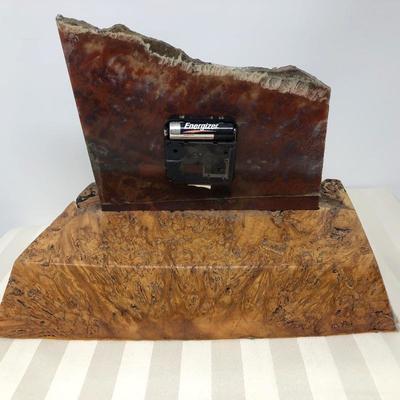 131:  Hand Crafted Wood and Petrified Wood Piece Mantle Clock