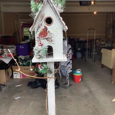 011:  Metal Christmas Tree and Birdhouse On Stand