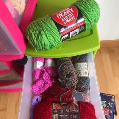 089:  Three Drawer Bins Full of Knitting Yarn