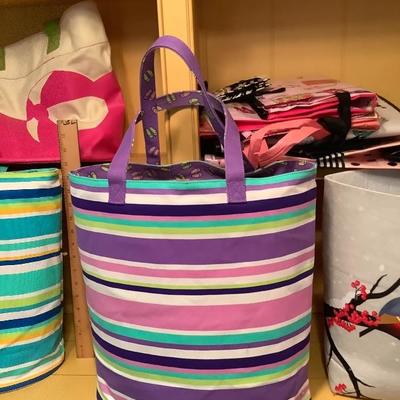 215:  Whimsical Cloth Bags, Vintage Storage Tote, Bike Pillow and Box 