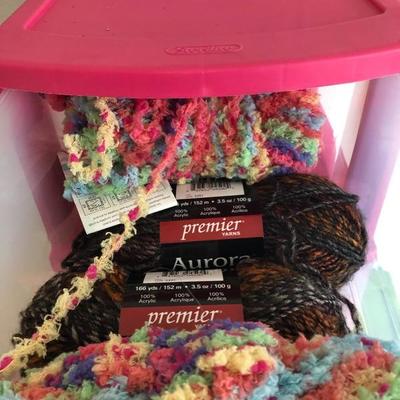 089:  Three Drawer Bins Full of Knitting Yarn