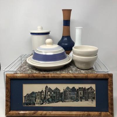 133:  Signed Print With Beautiful Pottery Mix 