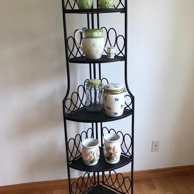 117:  Corner Kitchen Shelf With Pottery Decor