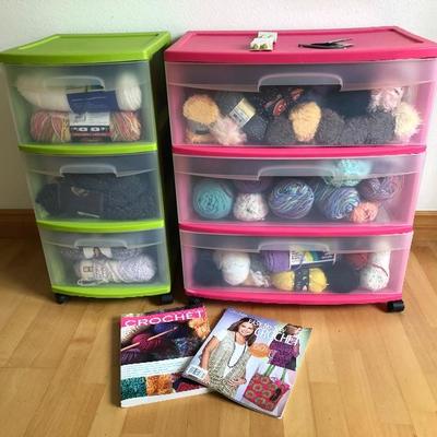 091: One large Rolling Drawer Bin and Other Full of Yarn