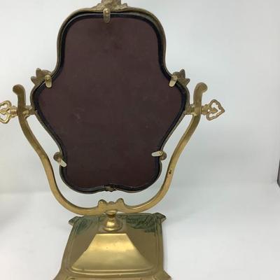 029:  Vanity Mirror,  Clar-est Vase, Glass Plate on Plate Stand